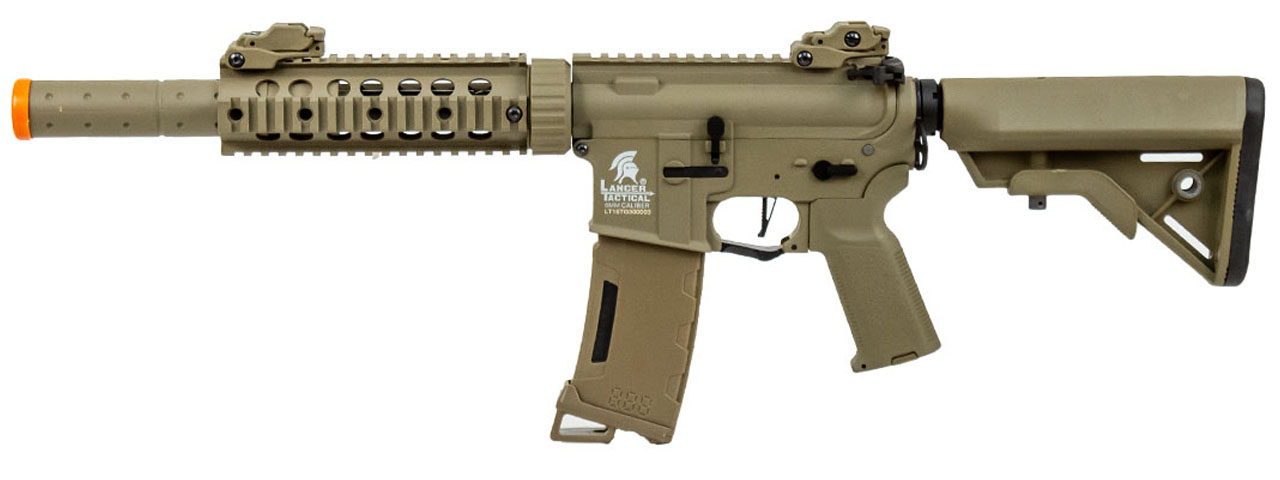 Lancer Tactical Gen 3 M4 Carbine SD AEG Airsoft Rifle with Mock Suppressor (Color: Tan) - Click Image to Close