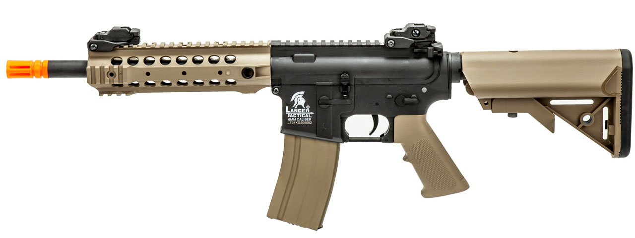 Lancer Tactical Gen 2 M4 CQB AEG Rifle - Black/Tan (Battery and Charger Included) - Click Image to Close