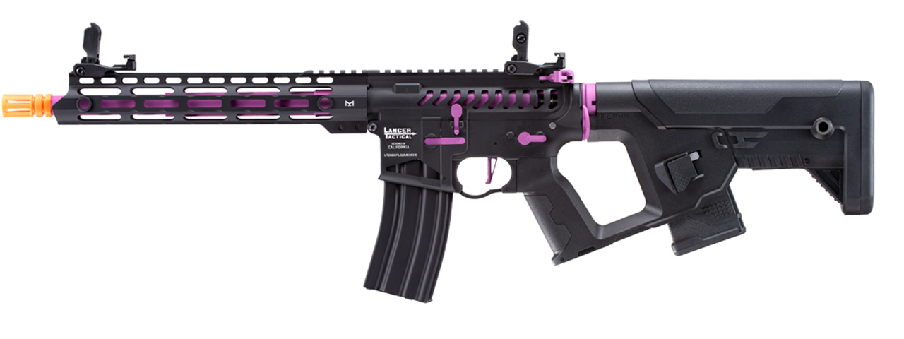 Lancer Tactical Enforcer Blackbird Skeleton AEG w/ Alpha Stock (Color: Black & Purple) - Click Image to Close