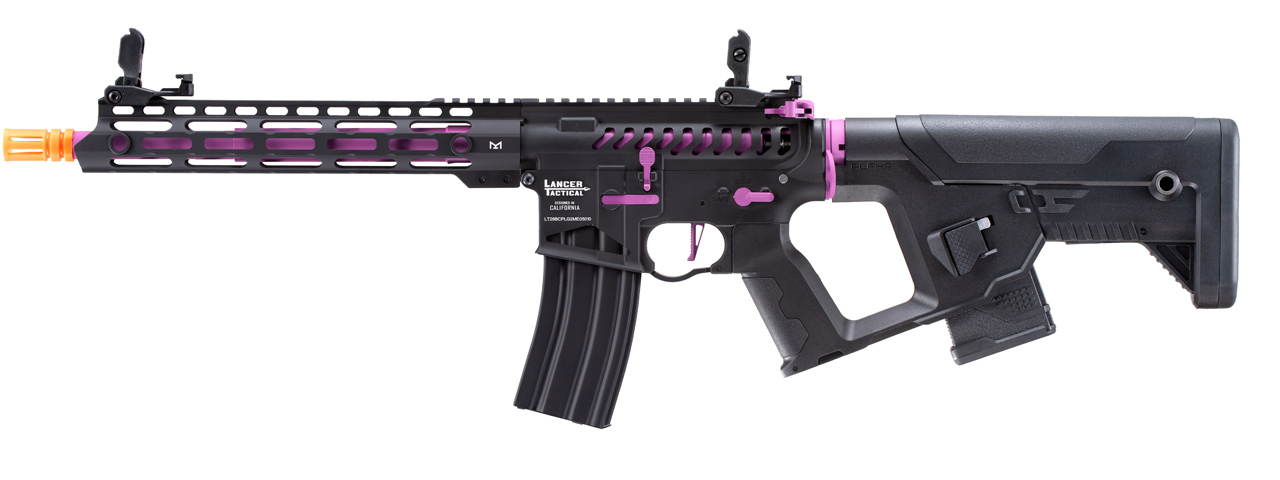 Lancer Tactical [Low FPS] Enforcer Blackbird Skeleton AEG w/ Alpha Stock (Color: Black and Purple) - Click Image to Close