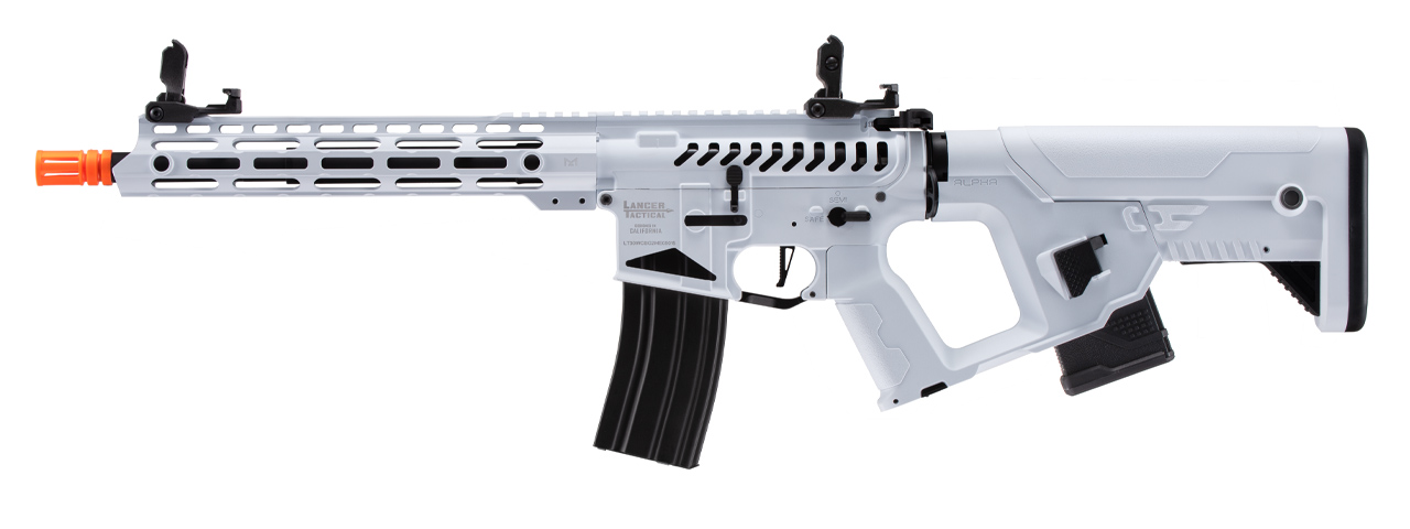 Lancer Tactical Enforcer Blackbird Skeleton AEG w/ Alpha Stock (Color: White) - Click Image to Close