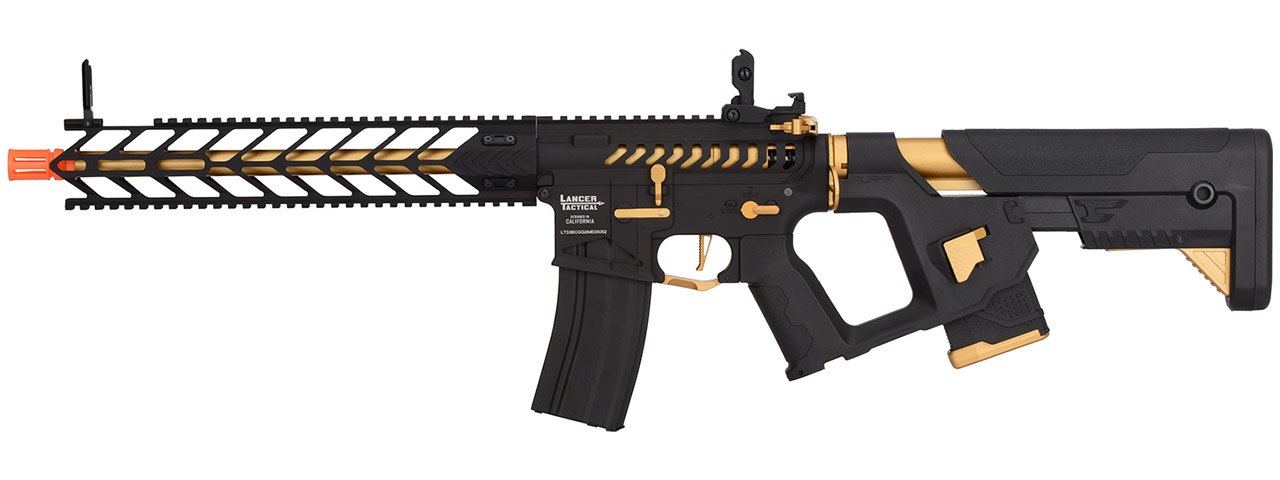 Lancer Tactical Enforcer NIGHT WING Skeleton AEG, Gold - Click Image to Close