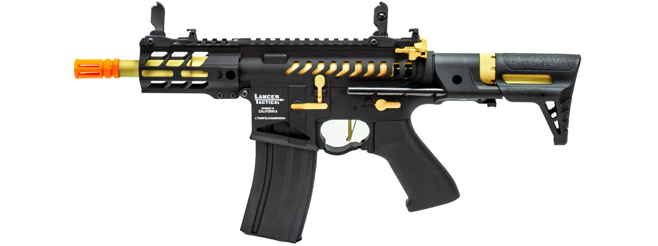 Lancer Tactical Enforcer Gen 2 Battle Hawk 4" PDW AEG (Color: Black / Gold) - Click Image to Close