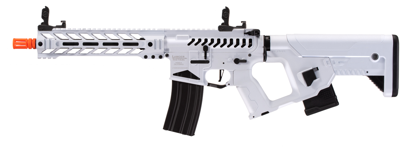 Lancer Tactical Enforcer Battle Hawk 10" Skeleton AEG w/ Alpha Stock (White) - Click Image to Close