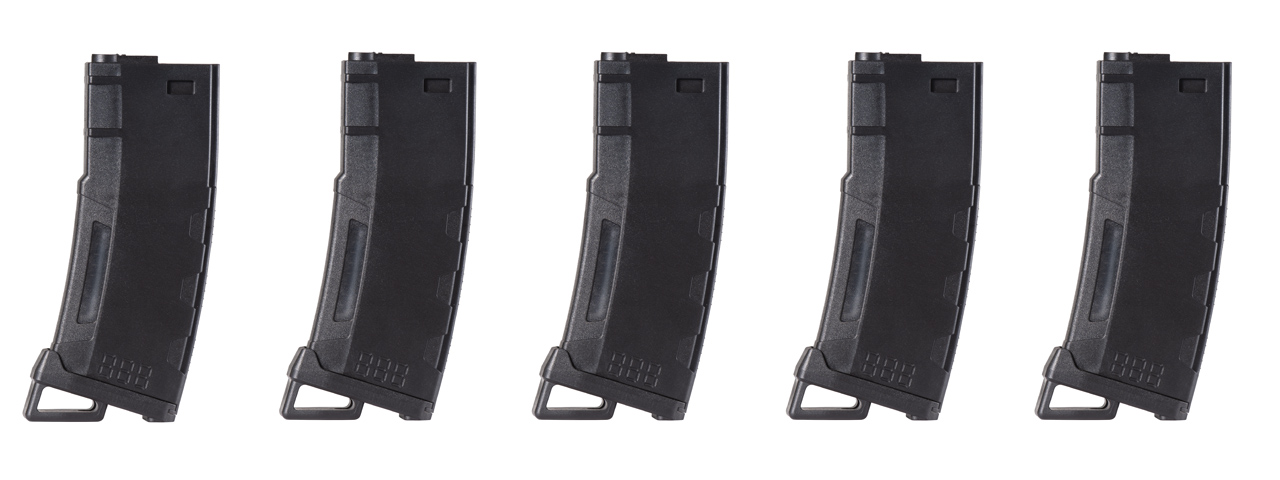 Lancer Tactical 130 Round High Speed Mid-Cap Magazine Pack of 5 (Black) - Click Image to Close
