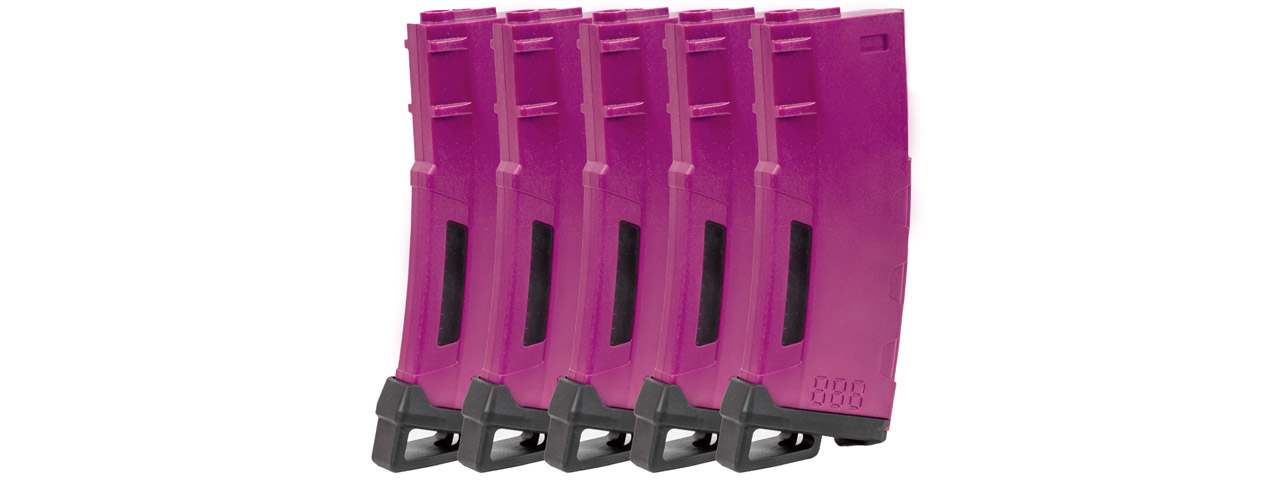 Lancer Tactical 130 Round High Speed Mid-Cap Magazine Pack of 5 (Color: Purple) - Click Image to Close