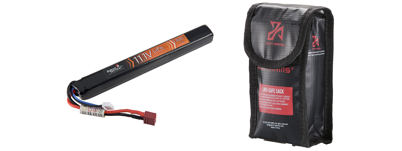 Lancer Tactical 11.1v 1300mAh 25C Stick LiPo Battery (Deans Connector) - Click Image to Close