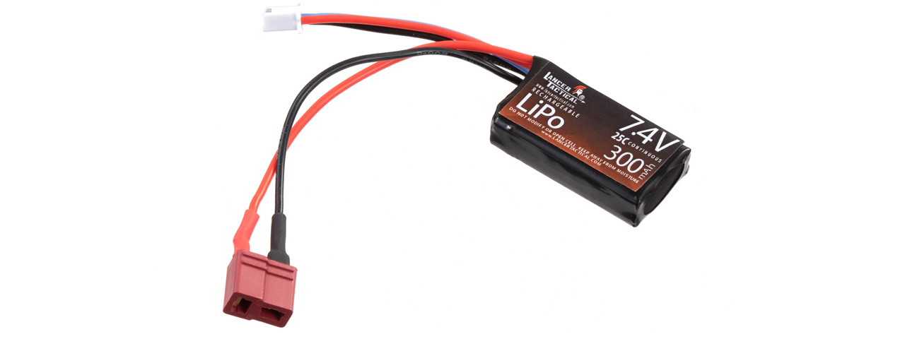 Lancer Tactical 7.4V LiPo 300mAh Compact 25C Battery for HPA (Deans Connector) - Click Image to Close