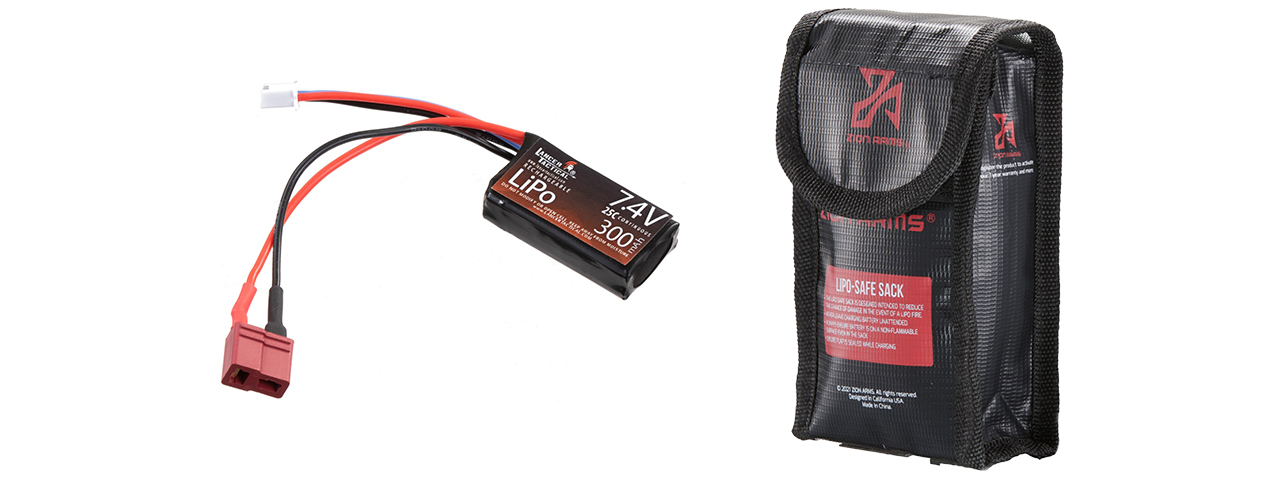 Lancer Tactical 7.4V LiPo 300mAh Compact 25C Battery for HPA (Deans Connector) - Click Image to Close