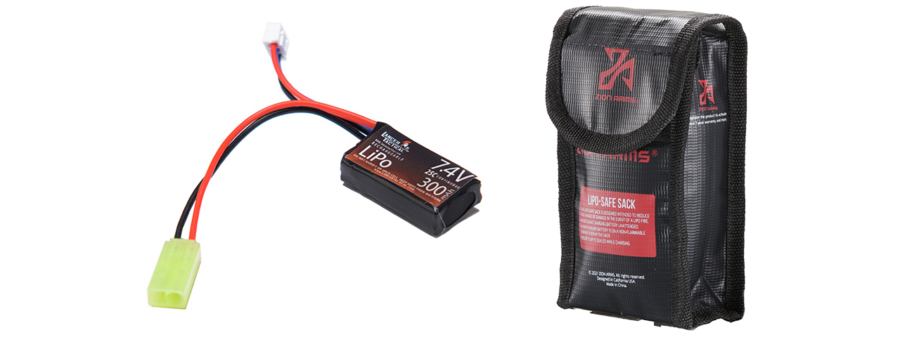 Lancer Tactical 7.4v 300mAh 25C Flat Lipo Battery for HPA - Click Image to Close