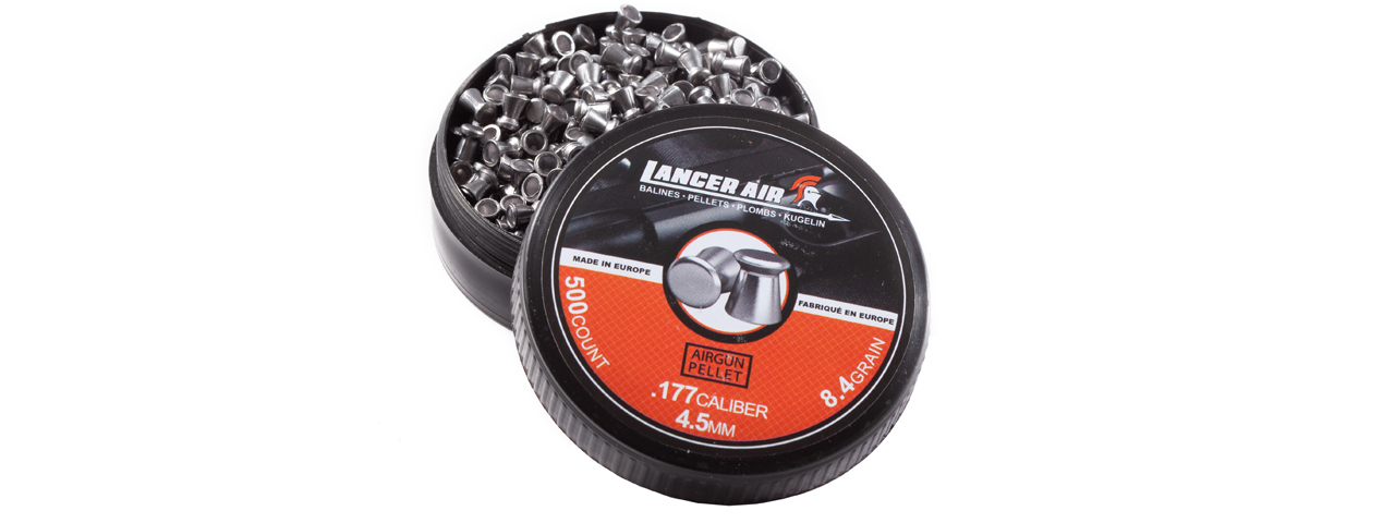 Lancer Air 500 Count 0.177 Caliber 8.4 Gram Air Gun Pellets (4.5mm Flathead) - Click Image to Close