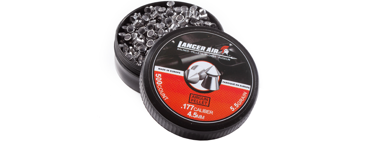 Lancer Tactical 500 Count 0.177 Caliber 5.5 Gram Air Gun Pellets (4.5mm Pointed) - Click Image to Close