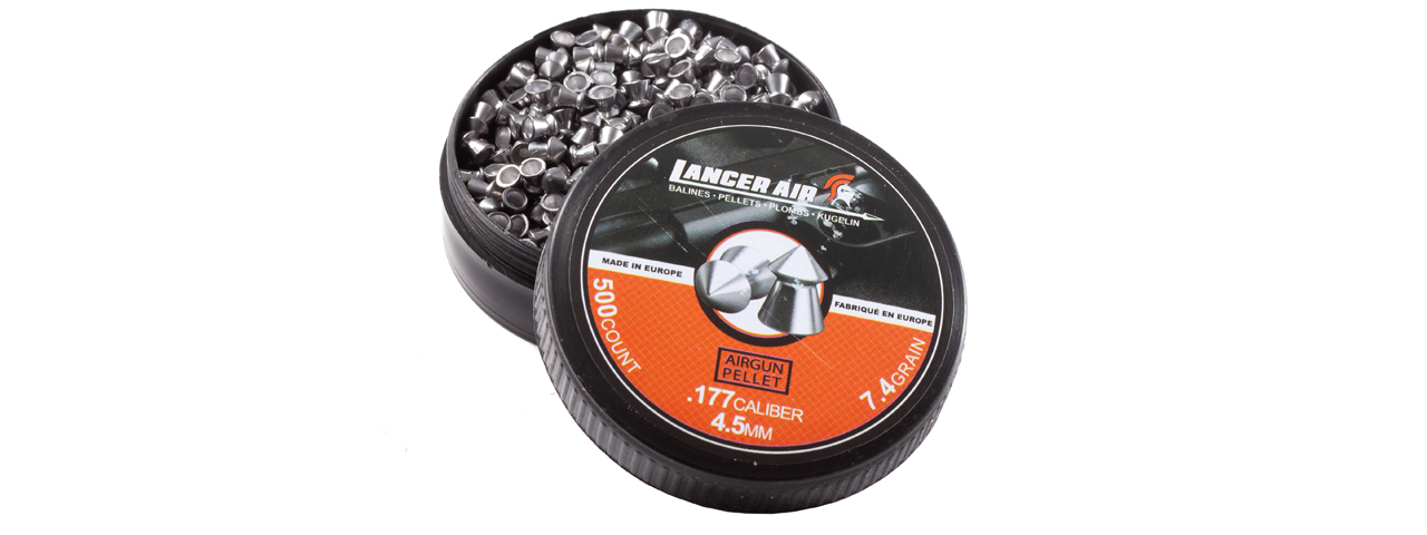 Lancer Air 500 Count 0.177 Caliber 7.4 Gram Air Gun Pellets (4.5mm Pointed) - Click Image to Close