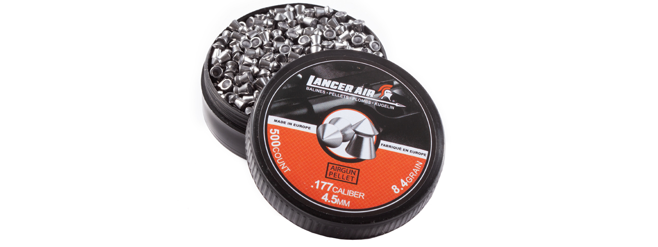 Lancer Air 500 Count 0.177 Caliber 8.4 Gram Air Gun Pellets (4.5mm Pointed) - Click Image to Close