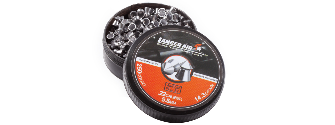 Lancer Tactical 250 Count .22 Caliber 14.3 Gram Air Gun Pellets (5.5mm Pointed) - Click Image to Close