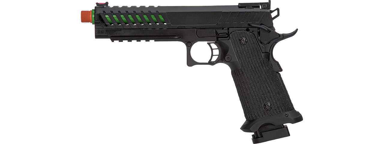 Lancer Tactical Knightshade Hi-Capa Gas Blowback Airsoft Pistol (Color: Black & Green) - Click Image to Close