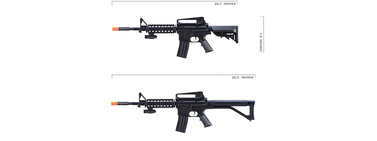 UK Arms M-16A Spring Powered Rifle with 2 Magazines and 2 Stocks (Color: Black) - Click Image to Close