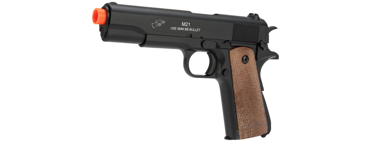 UKARMS Tactical 1911 Spring Pistol (Color: Black w/ Brown Grip) - Click Image to Close