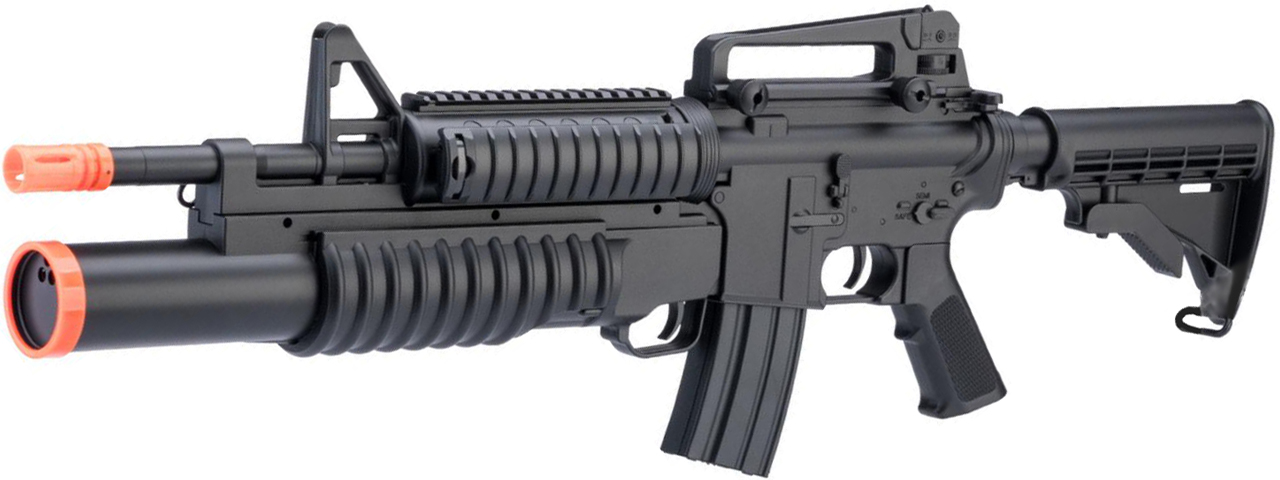 M813 M4 RIS AEG W/ GRENADE LAUNCHER (BLACK) - Click Image to Close