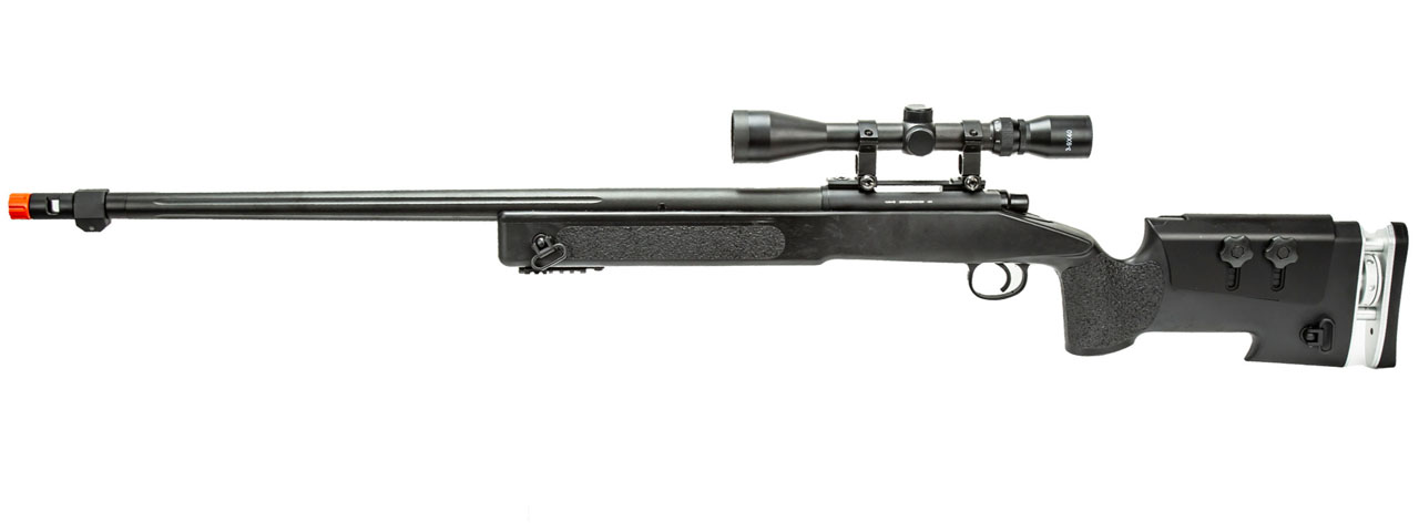 WellFire MB17BA Bolt Action Airsoft Sniper Rifle w/ Scope (Color: Black) - Click Image to Close