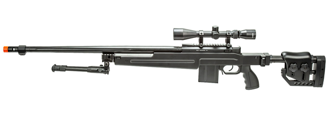 WellFire MB4415BAB Bolt Action Airsoft Sniper Rifle w/ Scope and Bipod (Color: Black) - Click Image to Close