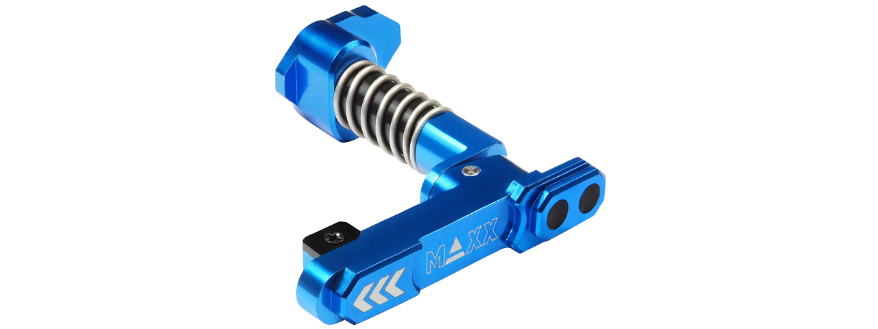 Maxx Model CNC Aluminum Advanced Magazine Release for M4/M16 Style B (Color: Blue) - Click Image to Close