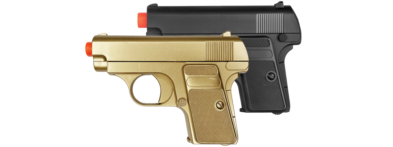 UK Arms Dual Spring Powered Airsoft Pistols (Color: Gold & Black) - Click Image to Close