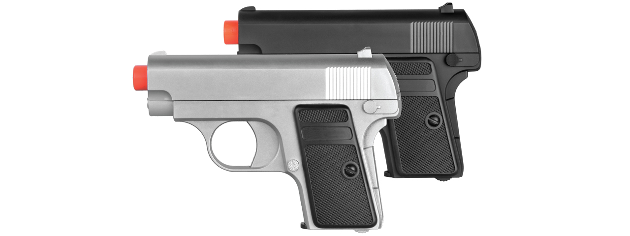 UK Arms Dual Spring Powered Airsoft Pistols (Color: Black & Silver) - Click Image to Close