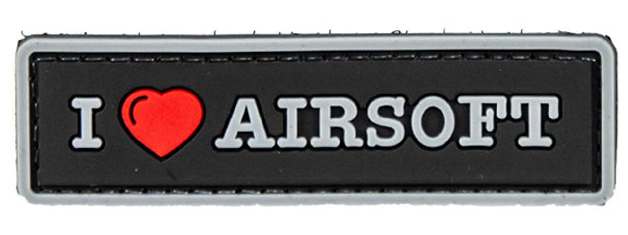 "I Love Airsoft" PVC Morale Patch (Color: Black) - Click Image to Close