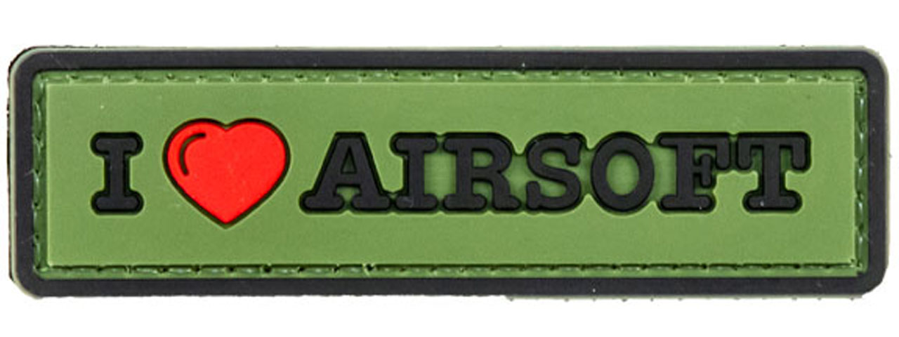 "I Love Airsoft" PVC Morale Patch (Color: Green) - Click Image to Close