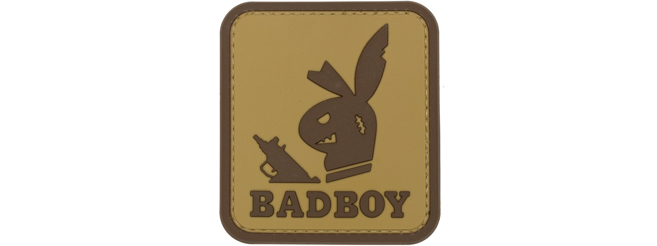 Bad Boy with Gun PVC Patch (Color: Coyote Tan) - Click Image to Close