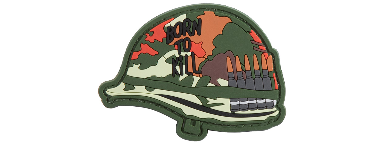 "Born to Kill" Camo Helmet PVC Patch - Click Image to Close