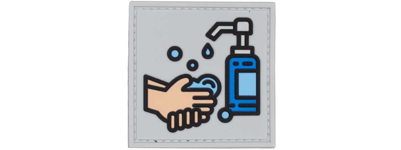 Keep Calm and Wash Your Hands PVC Patch (Color: Gray) - Click Image to Close