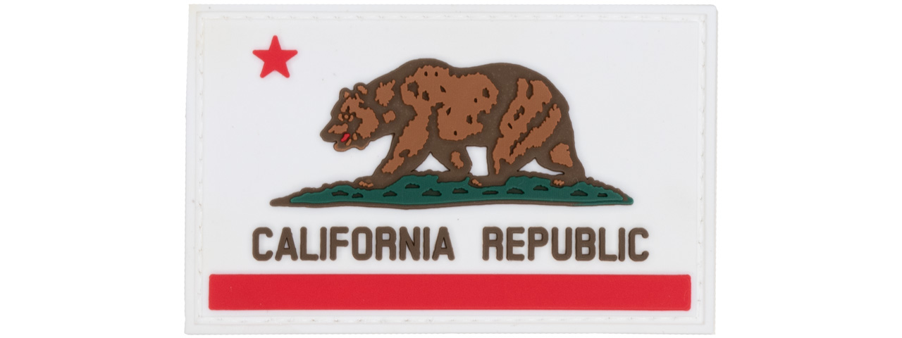 California Republic Flag PVC Patch w/ White Background - Click Image to Close