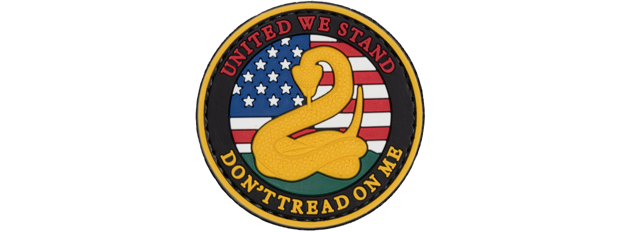 United We Stand. Don't Tread On Me PVC Patch - Click Image to Close
