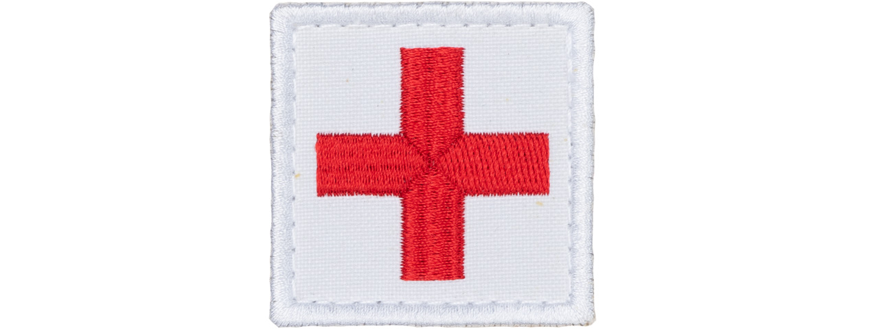 Embroidered Cross Medic Patch (Color: White and Red) - Click Image to Close