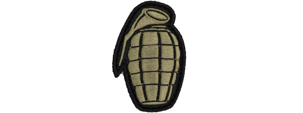Embroidered Grenade Shape Patch w/ Black Background - Click Image to Close