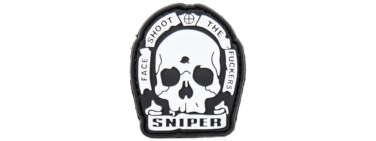 "Face Shoot, the Fuckers" PVC Morale Patch (Color: Black and White) - Click Image to Close