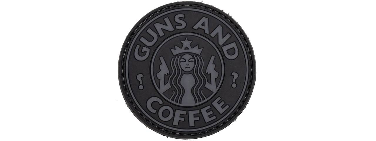 Guns and Coffee PVC Patch (Color: Black and Gray) - Click Image to Close