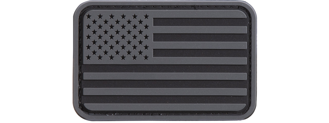 US Flag PVC Patch (Color: Gray / Black) - Click Image to Close