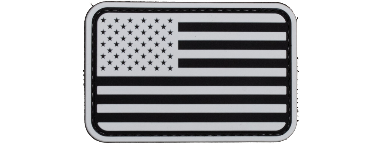 US Flag Forward PVC Patch (Color: Black and White) - Click Image to Close