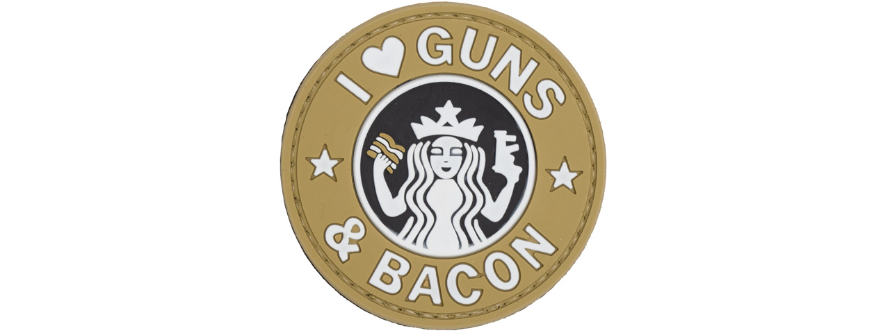 I Heart Guns & Bacon PVC Patch (Color: Tan) - Click Image to Close