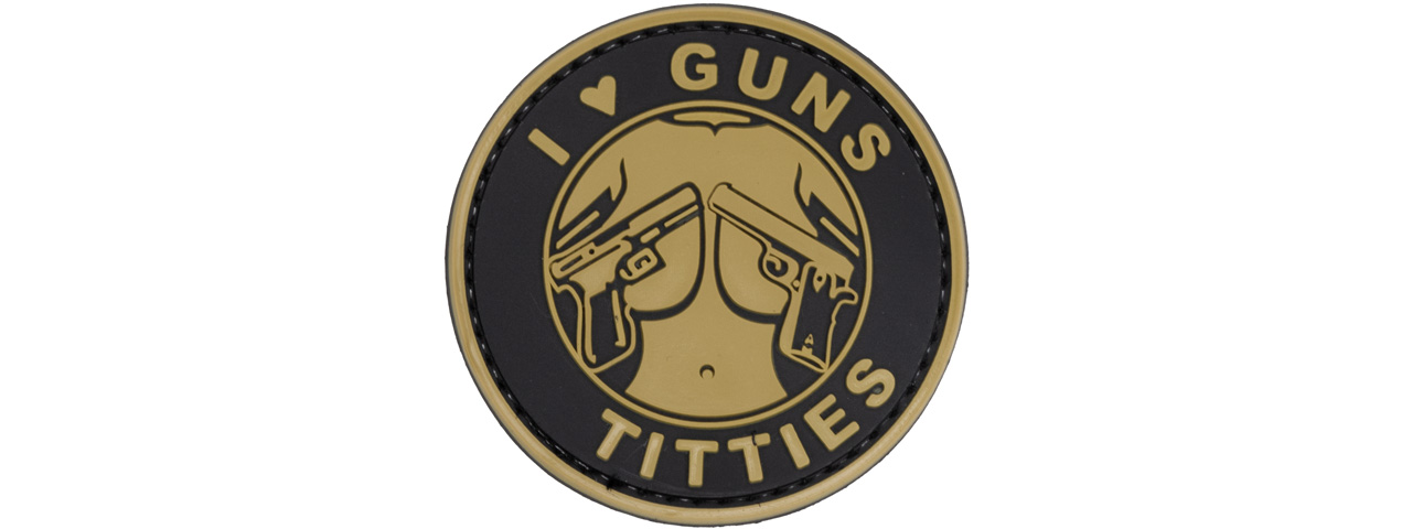 I Heart Guns & Titties PVC Patch (Color: Tan) - Click Image to Close