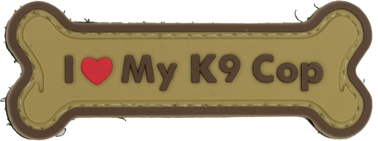 "I Love My K9 Cop" PVC Patch (Color: Coyote Tan) - Click Image to Close