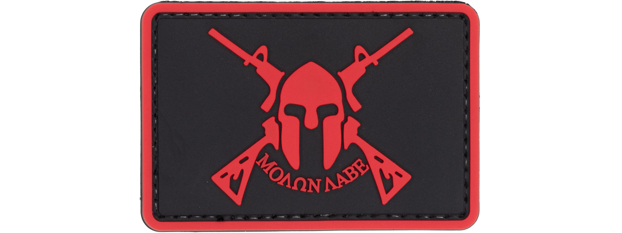 Molon Labe Spartan with Two Rifles PVC Patch (Color: Red) - Click Image to Close