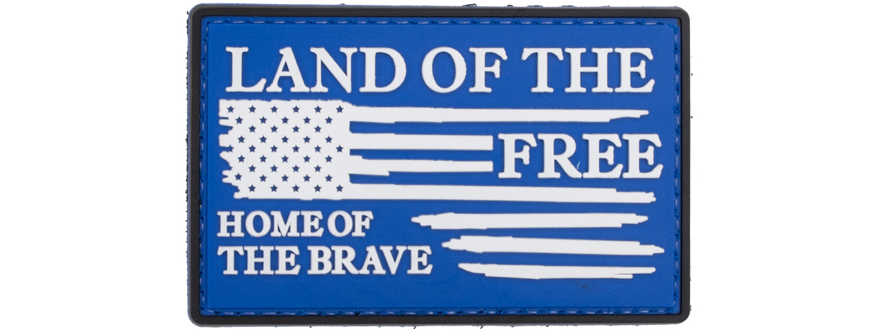 Land of the Free, Home of the Brave PVC Patch (Color: Blue / White) - Click Image to Close