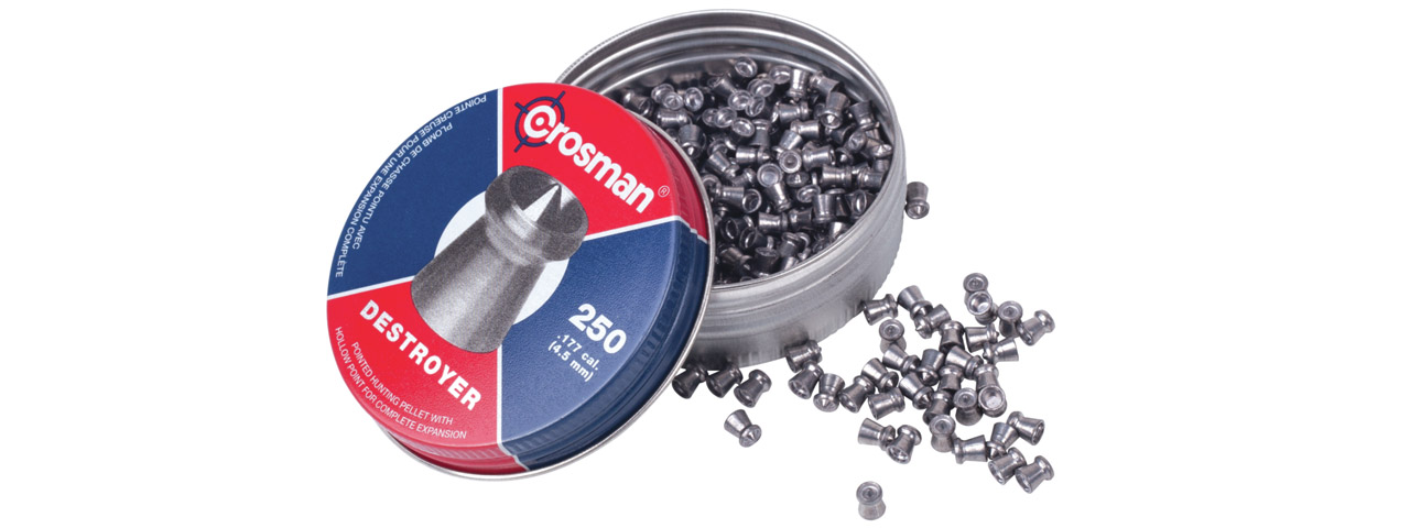 Crosman 250 Count Destroyer Pointed Rimmed .177 Caliber 7.4 Grain 4.5mm Pellets - Click Image to Close