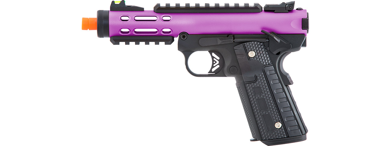 WE-Tech Galaxy 1911 Gas Blowback Airsoft Pistol (Color: Purple Slide w/ Black Lower) - Click Image to Close