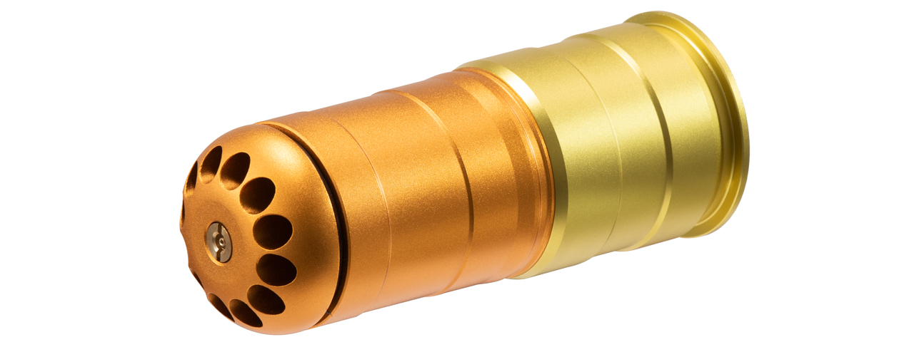 Lancer Tactical 120 Round CNC Aluminum Airsoft 40mm Gas Grenade Shell (Color: Gold) - Click Image to Close