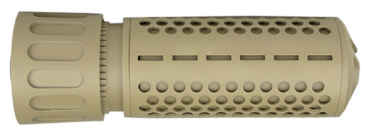Atlas Custom Works KAC CQB QD Mock Silencer with Flash Hider (Color: Tan) - Click Image to Close
